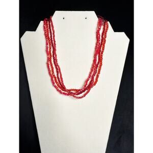 NEW Red Multi (4) Layer Beaded Necklace (Christmas, Valentine's Day, Holidays)